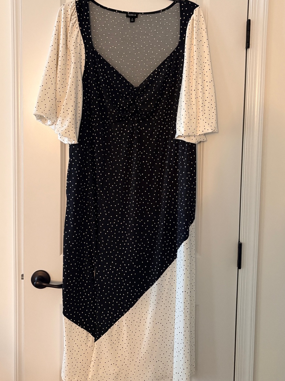 torrid Black & White Polka Dot Maxi Dress with Puff Sleeves